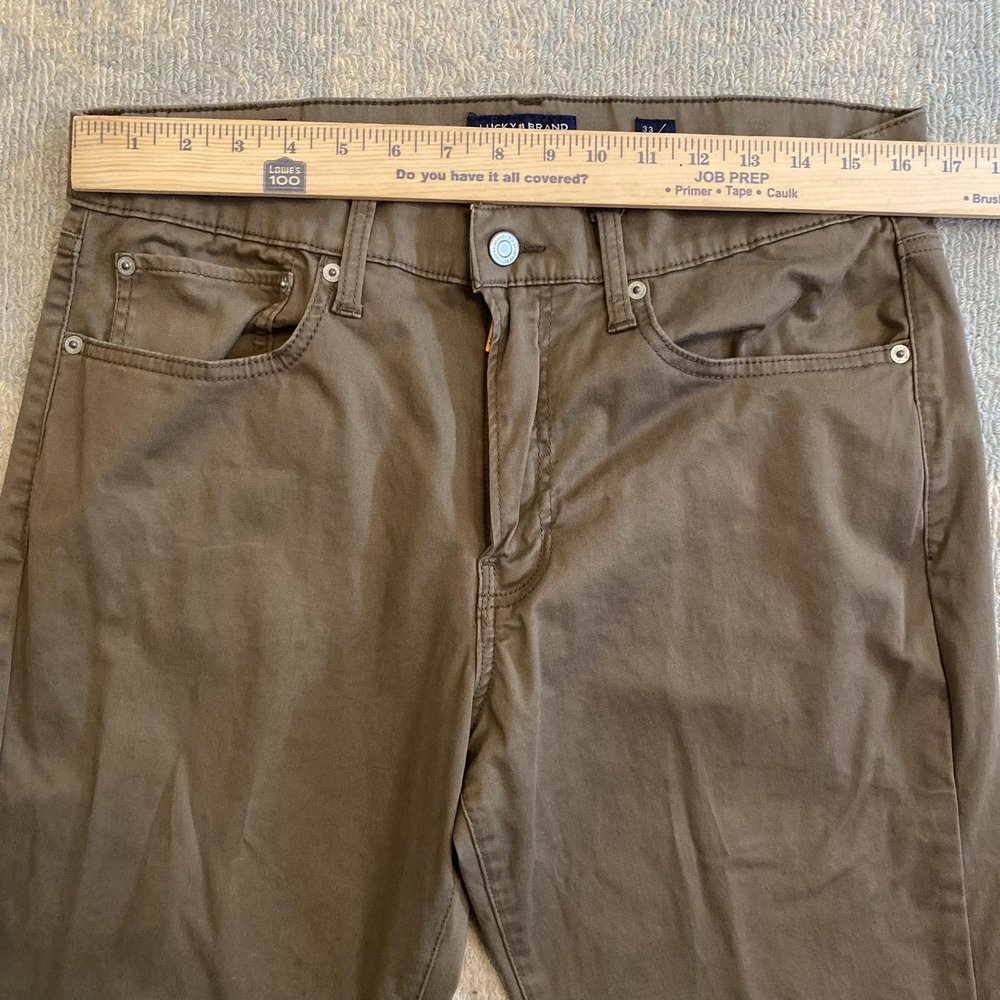 Lucky Brand 121 Slim Straight Pants Mens 33x32 Brown Stretch 5 Pocket Jeans - Picture 5 of 14